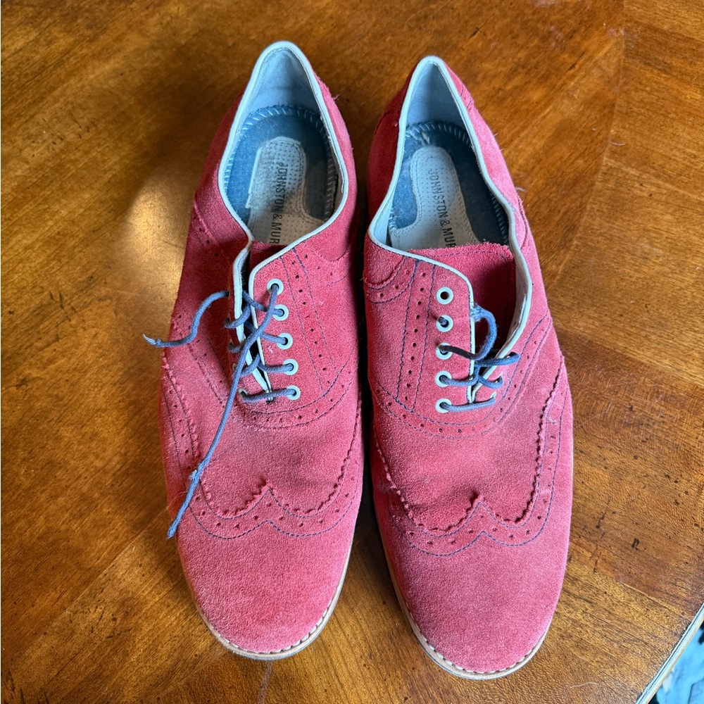 Great Johnson Murphy red suede shoes.